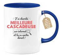 quotedazur Café-Croissant - Mug Personnalisé Tasse Cadeau Femme Noël J'Ai Cherché Meilleure Cascadeuse Sur Internet Tu Es Sortie Direct - Bleu/Céramique