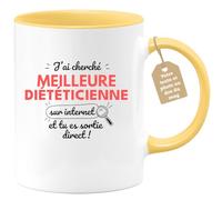 quotedazur Café-Croissant - Mug Personnalisé Tasse Cadeau Femme Noël J'Ai Cherché Meilleure Diététicienne Sur Internet Tu Es Sortie Direct - Jaune/Céramique