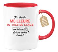 quotedazur Café-Croissant - Mug Personnalisé Tasse Cadeau Femme Noël J'Ai Cherché Meilleure Tutrice De Stage Sur Internet Tu Es Sortie Direct - Rouge/Céramique