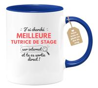 quotedazur Café-Croissant - Mug Personnalisé Tasse Cadeau Femme Noël J'Ai Cherché Meilleure Tutrice De Stage Sur Internet Tu Es Sortie Direct - Bleu/Céramique