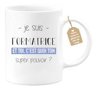 quotedazur Café-Croissant - Mug Personnalisé Tasse Cadeau Femme Noël Je Suis Formatrice Et Toi C'Est Quoi Ton Super Pouvoir - Blanc/Céramique
