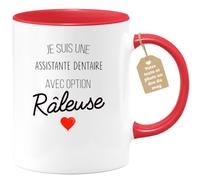 quotedazur Café-Croissant - Mug Personnalisé Tasse Cadeau Femme Noël Je Suis Une Assistante Dentaire Avec Option Râleuse - Rouge/Céramique