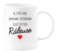 quotedazur Café-Croissant - Mug Personnalisé Tasse Cadeau Femme Noël Je Suis Une Auxiliaire Vétérinaire Avec Option Râleuse - Blanc/Céramique
