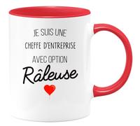 quotedazur Café-Croissant - Mug Personnalisé Tasse Cadeau Femme Noël Je Suis Une Cheffe D'Entreprise Avec Option Râleuse - Rouge/Céramique