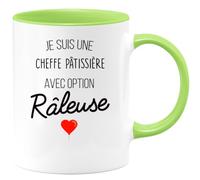 quotedazur Café-Croissant - Mug Personnalisé Tasse Cadeau Femme Noël Je Suis Une Cheffe Pâtissière Avec Option Râleuse - Vert/Céramique