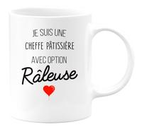 quotedazur Café-Croissant - Mug Personnalisé Tasse Cadeau Femme Noël Je Suis Une Cheffe Pâtissière Avec Option Râleuse - Blanc/Céramique