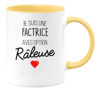quotedazur Café-Croissant - Mug Personnalisé Tasse Cadeau Femme Noël Je Suis Une Factrice Avec Option Râleuse - Jaune/Céramique