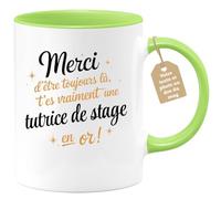 quotedazur Café-Croissant - Mug Personnalisé Tasse Cadeau Femme Noël Merci D'Être Toujours Là T'Es Vraiment Une Tutrice De Stage En Or - Vert/Céramique