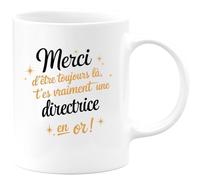 quotedazur Café-Croissant - Mug Personnalisé Tasse Cadeau Femme Noël Merci D'Être Toujours Là T'Es Vraiment Une Directrice En Or - Blanc/Céramique