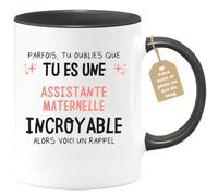quotedazur Café-Croissant - Mug Personnalisé Tasse Cadeau Femme Noël Parfois Tu Oublies Que Tu Es Une Assistante Maternelle Incroyable Alors Voici Un Rappel - Noir/Céramique