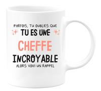 quotedazur Café-Croissant - Mug Personnalisé Tasse Cadeau Femme Noël Parfois Tu Oublies Que Tu Es Une Cheffe Incroyable Alors Voici Un Rappel - Blanc/Céramique