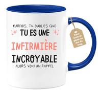 quotedazur Café-Croissant - Mug Personnalisé Tasse Cadeau Femme Noël Parfois Tu Oublies Que Tu Es Une Infirmière Incroyable Alors Voici Un Rappel - Bleu/Céramique