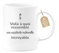 quotedazur Café-Croissant - Mug Personnalisé Tasse Cadeau Femme Noël Voilà À Quoi Ressemble Une Assistante Maternelle Incroyable - Blanc/Céramique