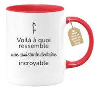 quotedazur Café-Croissant - Mug Personnalisé Tasse Cadeau Femme Noël Voilà À Quoi Ressemble Une Assistante Dentaire Incroyable - Rouge/Céramique