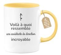 quotedazur Café-Croissant - Mug Personnalisé Tasse Cadeau Femme Noël Voilà À Quoi Ressemble Une Assistante De Direction Incroyable - Jaune/Céramique