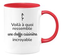 quotedazur Café-Croissant - Mug Personnalisé Tasse Cadeau Femme Noël Voilà À Quoi Ressemble Une Cheffe Cuisinière Incroyable - Rouge/Céramique