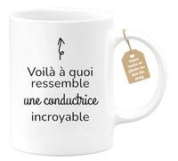 quotedazur Café-Croissant - Mug Personnalisé Tasse Cadeau Femme Noël Voilà À Quoi Ressemble Une Conductrice Incroyable - Blanc/Céramique