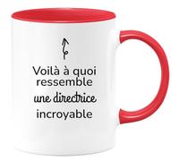 quotedazur Café-Croissant - Mug Personnalisé Tasse Cadeau Femme Noël Voilà À Quoi Ressemble Une Directrice Incroyable - Rouge/Céramique