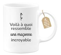 quotedazur Café-Croissant - Mug Personnalisé Tasse Cadeau Femme Noël Voilà À Quoi Ressemble Une Maçonne Incroyable - Blanc/Céramique