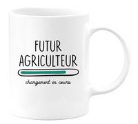 quotedazur Café-Croissant - Mug Personnalisé Tasse Cadeau Homme Noël Futur Agriculteur Chargement En Cours - Blanc/Céramique