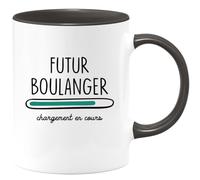quotedazur Café-Croissant - Mug Personnalisé Tasse Cadeau Homme Noël Futur Boulanger Chargement En Cours - Noir/Céramique