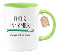 quotedazur Café-Croissant - Mug Personnalisé Tasse Cadeau Homme Noël Futur Infirmier Chargement En Cours - Vert/Céramique