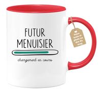 quotedazur Café-Croissant - Mug Personnalisé Tasse Cadeau Homme Noël Futur Menuisier Chargement En Cours - Rouge/Céramique