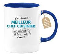 quotedazur Café-Croissant - Mug Personnalisé Tasse Cadeau Homme Noël J'Ai Cherché Meilleur Chef Cuisinier Sur Internet Tu Es Sortie Direct - Bleu/Céramique