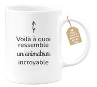 quotedazur Café-Croissant - Mug Personnalisé Tasse Cadeau Homme Noël Voilà À Quoi Ressemble Un Animateur Incroyable - Blanc/Céramique