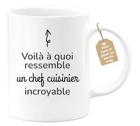 quotedazur Café-Croissant - Mug Personnalisé Tasse Cadeau Homme Noël Voilà À Quoi Ressemble Un Chef Cuisinier Incroyable - Blanc/Céramique