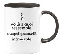quotedazur Café-Croissant - Mug Personnalisé Tasse Cadeau Homme Noël Voilà À Quoi Ressemble Un Expert Cybersécurité Incroyable - Noir/Céramique
