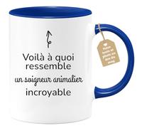 quotedazur Café-Croissant - Mug Personnalisé Tasse Cadeau Homme Noël Voilà À Quoi Ressemble Un Soigneur Animalier Incroyable - Bleu/Céramique