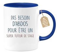quotedazur Café-Croissant - Mug Personnalisé Tasse Cadeau Homme Pas Besoin D'Abdominaux Pour Noël Être Un Super Tuteur De Stage - Bleu/Céramique