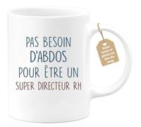 quotedazur Café-Croissant - Mug Personnalisé Tasse Cadeau Homme Pas Besoin D'Abdominaux Pour Noël Être Un Super Directeur Rh - Blanc/Céramique