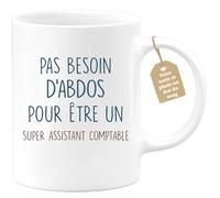 quotedazur Café-Croissant - Mug Personnalisé Tasse Cadeau Homme Pas Besoin D'Abdominaux Pour Noël Être Un Super Assistant Comptable - Blanc/Céramique