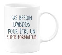 quotedazur Café-Croissant - Mug Personnalisé Tasse Cadeau Homme Pas Besoin D'Abdominaux Pour Noël Être Un Super Formateur - Blanc/Céramique