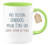 quotedazur Café-Croissant - Mug Personnalisé Tasse Cadeau Homme Pas Besoin D'Abdominaux Pour Noël Être Un Super Tuteur De Stage - Vert/Céramique