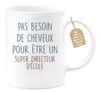quotedazur Café-Croissant - Mug Personnalisé Tasse Cadeau Homme Pas Besoin De Beaucoup De Cheveux Pour Noël Être Un Super Directeur D'École - Blanc/Céramique