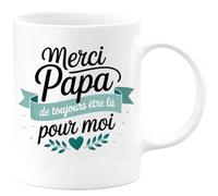 quotedazur Café-Croissant - Mug Personnalisé Tasse Cadeau Merci Papa De Toujours Être Là Pour Noël Moi Futur Anniversaire Fête Des Pères Annonce Naissance - Blanc/Céramique