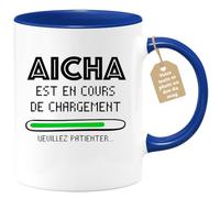 quotedazur Café-Croissant - Mug Personnalisé Tasse Cadeau Noël Aicha Est En Cours De Chargement Veuillez Patienter - Bleu/Céramique