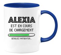 quotedazur Café-Croissant - Mug Personnalisé Tasse Cadeau Noël Alexia Est En Cours De Chargement Veuillez Patienter - Bleu/Céramique