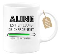 quotedazur Café-Croissant - Mug Personnalisé Tasse Cadeau Noël Aline Est En Cours De Chargement Veuillez Patienter - Blanc/Céramique