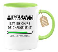 quotedazur Café-Croissant - Mug Personnalisé Tasse Cadeau Noël Alysson Est En Cours De Chargement Veuillez Patienter - Vert/Céramique