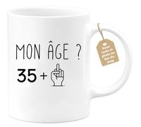 quotedazur Café-Croissant - Mug Personnalisé Tasse Cadeau Noël Anniversaire 36 Ans 1989 Mon Âge Doigt Honneur - Blanc/Céramique