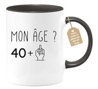 quotedazur Café-Croissant - Mug Personnalisé Tasse Cadeau Noël Anniversaire 41 Ans 1984 Mon Âge Doigt Honneur - Noir/Céramique
