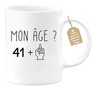 quotedazur Café-Croissant - Mug Personnalisé Tasse Cadeau Noël Anniversaire 42 Ans 1983 Mon Âge Doigt Honneur - Blanc/Céramique