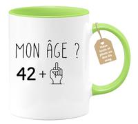 quotedazur Café-Croissant - Mug Personnalisé Tasse Cadeau Noël Anniversaire 43 Ans 1982 Mon Âge Doigt Honneur - Vert/Céramique