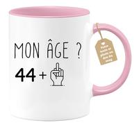 quotedazur Café-Croissant - Mug Personnalisé Tasse Cadeau Noël Anniversaire 45 Ans 1981 Mon Âge Doigt Honneur - Rose/Céramique