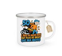 quotedazur Café-Croissant - Mug Personnalisé Tasse Cadeau Noël Anniversaire 50 Ans 1975 L'Âge Où Mon Dos Fait Plus De Bruit Que Ma Moto - Blanc/Emaillé