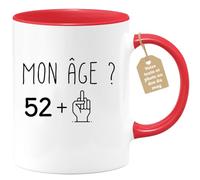quotedazur Café-Croissant - Mug Personnalisé Tasse Cadeau Noël Anniversaire 53 Ans 1972 Mon Âge Doigt Honneur - Rouge/Céramique